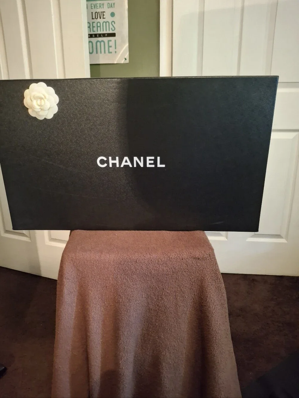 CHANEL Light Gray Suede Over-the-Knee Boots with Patent Toe Comes With Box.
